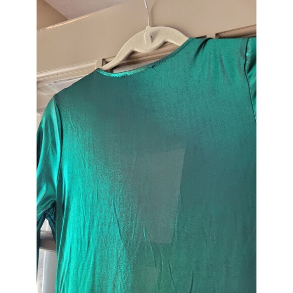 Lulus Medium Supernova Teal Green Twist-Front Long Sleeve Maxi Dress Metallic - Picture 6 of 7